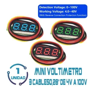 Voltimetro XH Verde 0.28 3 Cables de 4v a 100v