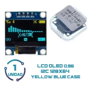 LCD Oled 0.96 I2c SSD1306 Amarillo Azul