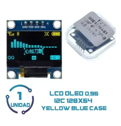 LCD Oled 0.96 I2c SSD1306 Amarillo Azul