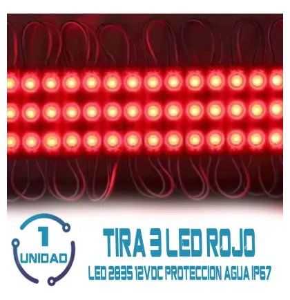 Tira 3 Leds 2835 12v Rojo