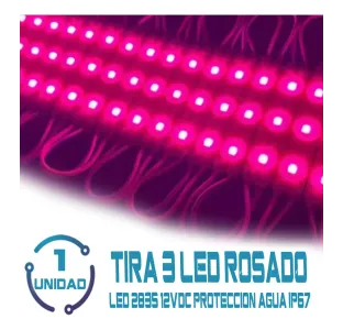 Tira 3 Leds 2835 12v Rosado