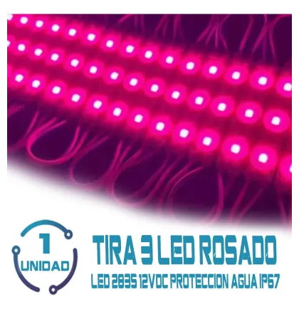 Tira 3 Leds 2835 12v Rosado