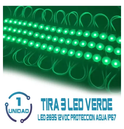 Tira 3 Leds 2835 12v Verde