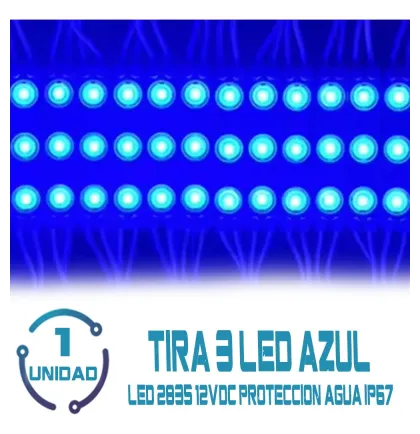 Tira 3 Leds 2835 12v Azul