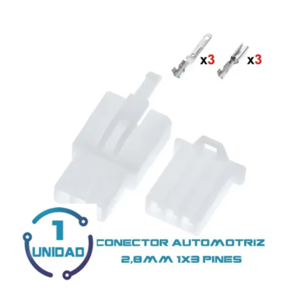 Conector Automotriz 2.8mm 1x3 Pines 