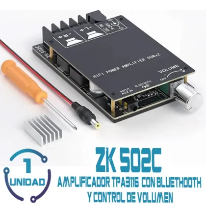 Amplificador bluetooth zk502c 2x50 .1w