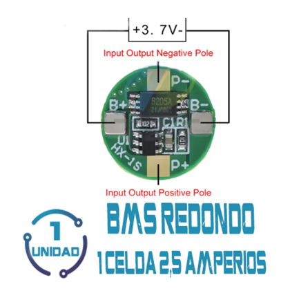 Bms 1 Celda Redondo 2.5A