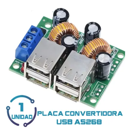 Convertidor De Alimentacion 4 Puertos USB A5268 5A