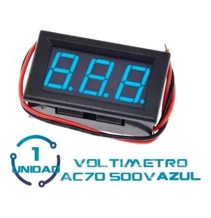 Voltimetro 0.56 Azul 3 Cables 0-100 Vdc