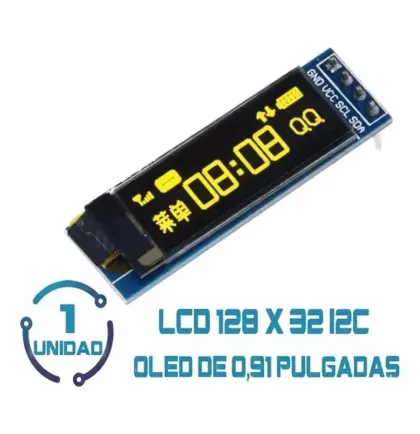 Display Pantalla Lcd Oled 128x32 I2c 0.91 Pulgadas Amarillo